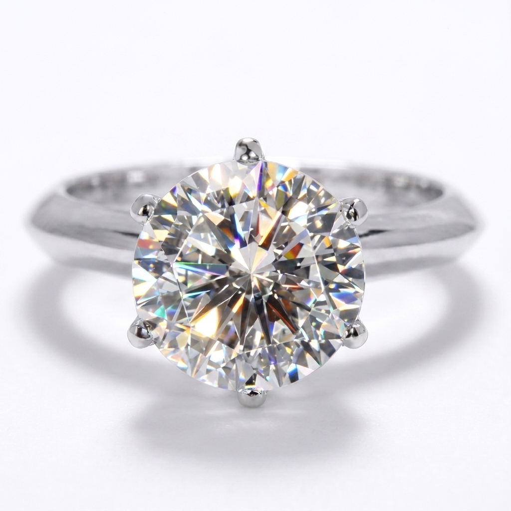 Moissanite Solitaire Ring – 925 Sterling Silver Engagement Sparkle