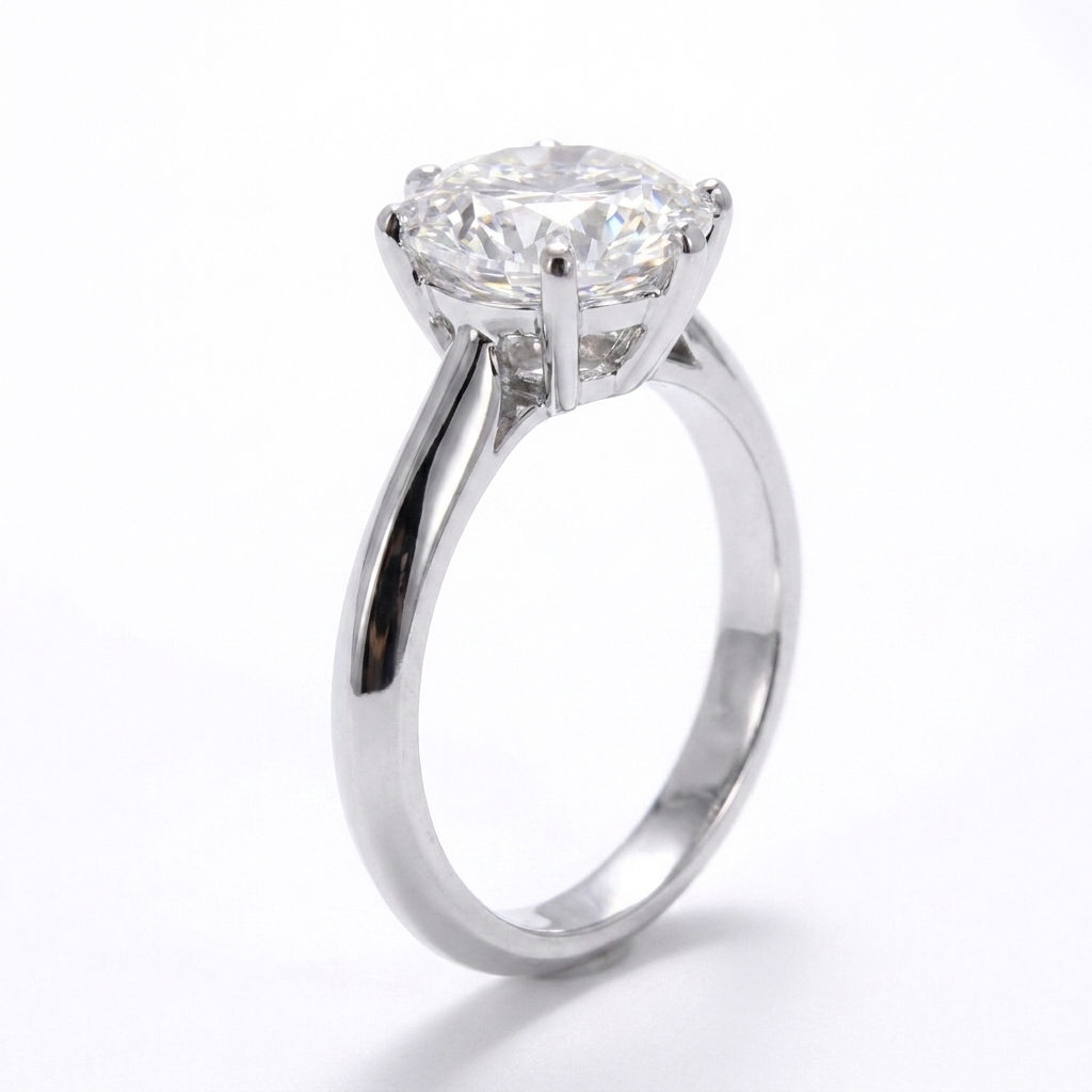Moissanite Solitaire Ring – 925 Sterling Silver Engagement Sparkle