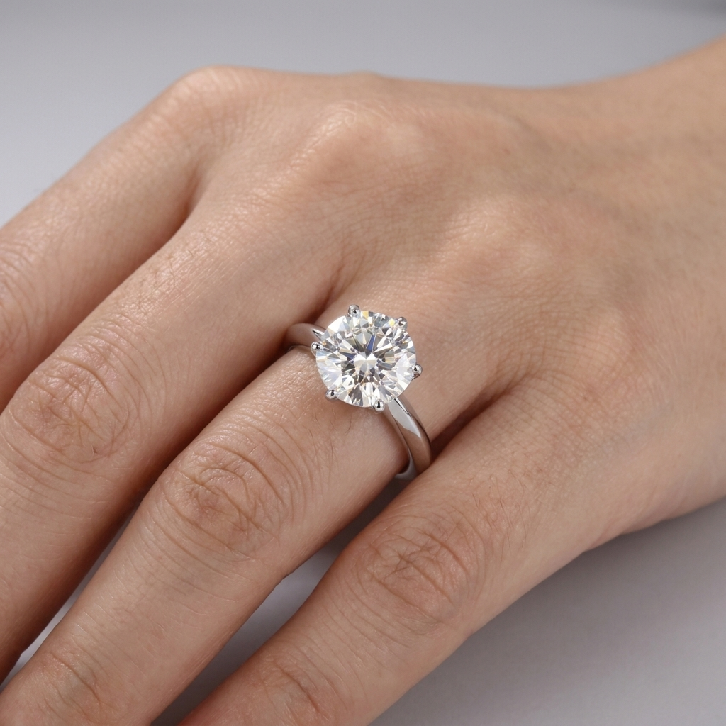 Moissanite Solitaire Ring – 925 Sterling Silver Engagement Sparkle