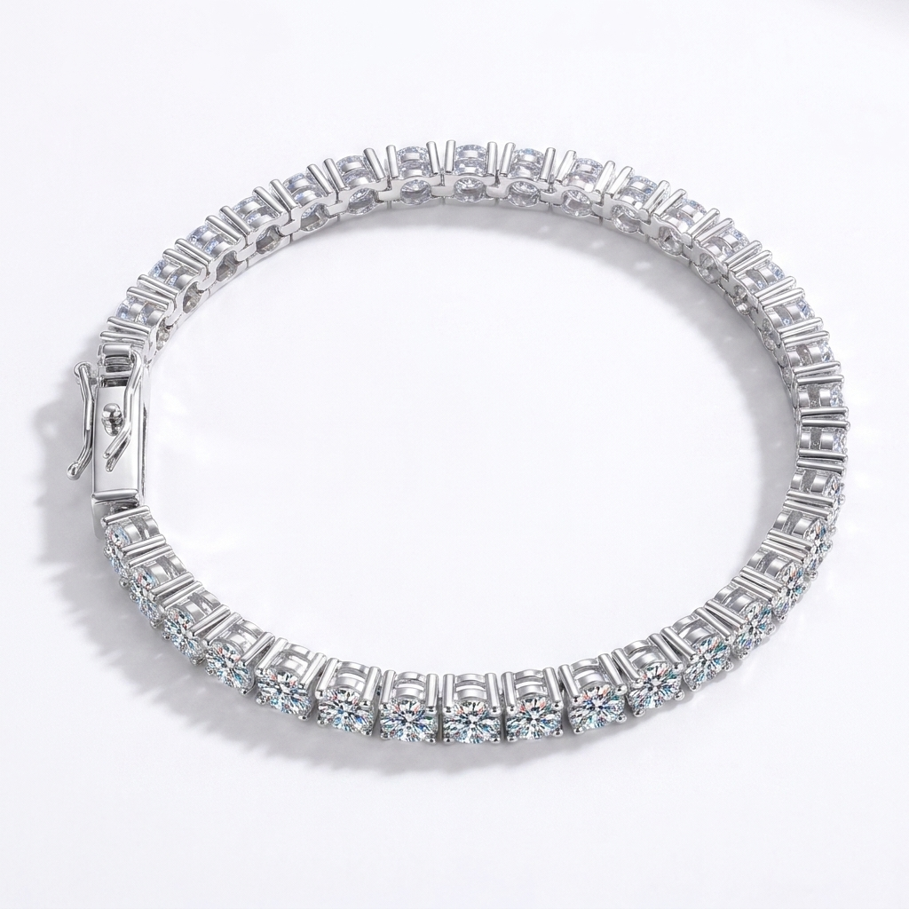 Moissanite Tennis Bracelet in 925 Sterling Silver – 3mm Brilliance