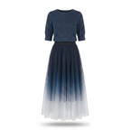 High-Waist Pleated Tulle Midi Skirt – A-Line Mesh Elegance