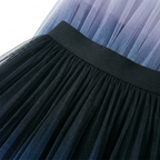 High-Waist Pleated Tulle Midi Skirt – A-Line Mesh Elegance