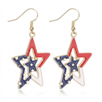 American Flag Dangle Earrings for Festive Style in Lightweight Alloy