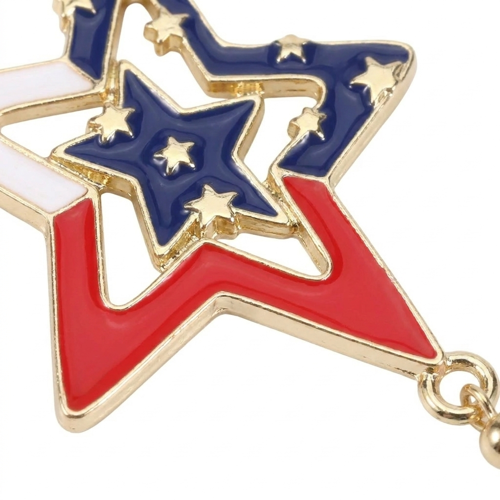 American Flag Dangle Earrings for Festive Style in Lightweight Alloy