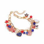 Patriotic Charm Bracelet – Festive Style with Enamel Dangle Charms