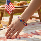 Patriotic Charm Bracelet – Festive Style with Enamel Dangle Charms