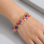 Patriotic Charm Bracelet – Festive Style with Enamel Dangle Charms