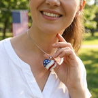 Patriotic Heart Pendant Necklace – Sparkling Style with Rhinestone Accents