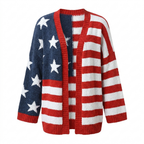 American Flag Cardigan for Cozy Style in Soft Knit Fabric