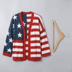 American Flag Cardigan for Cozy Style in Soft Knit Fabric