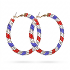 Rainbow Rhinestone Hoop Earrings – Sparkling Style with Crystal Accents