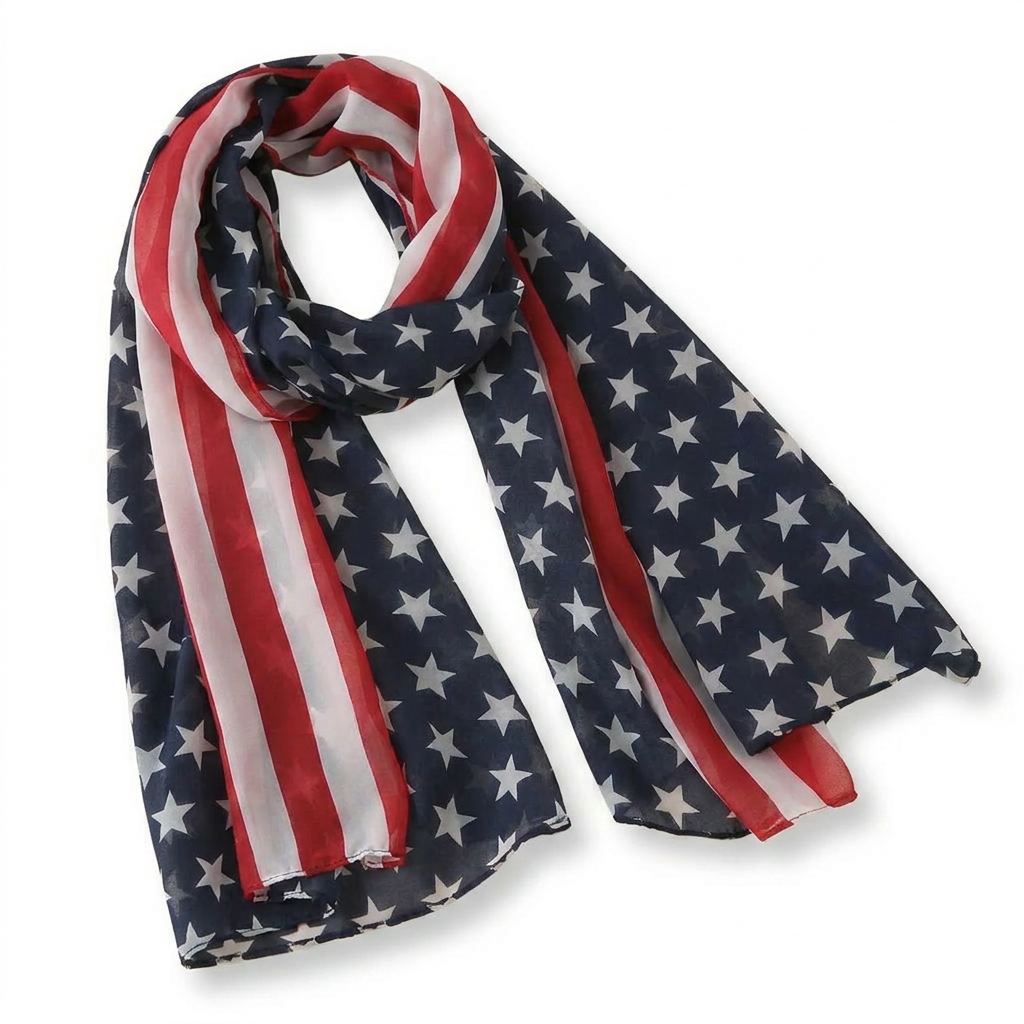 American Flag Shawl Scarf – Versatile Style in Lightweight Fabric