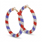 Rainbow Rhinestone Hoop Earrings – Sparkling Style with Crystal Accents