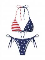 American Flag Bikini Set – Flattering Fit & Halter Tie Design
