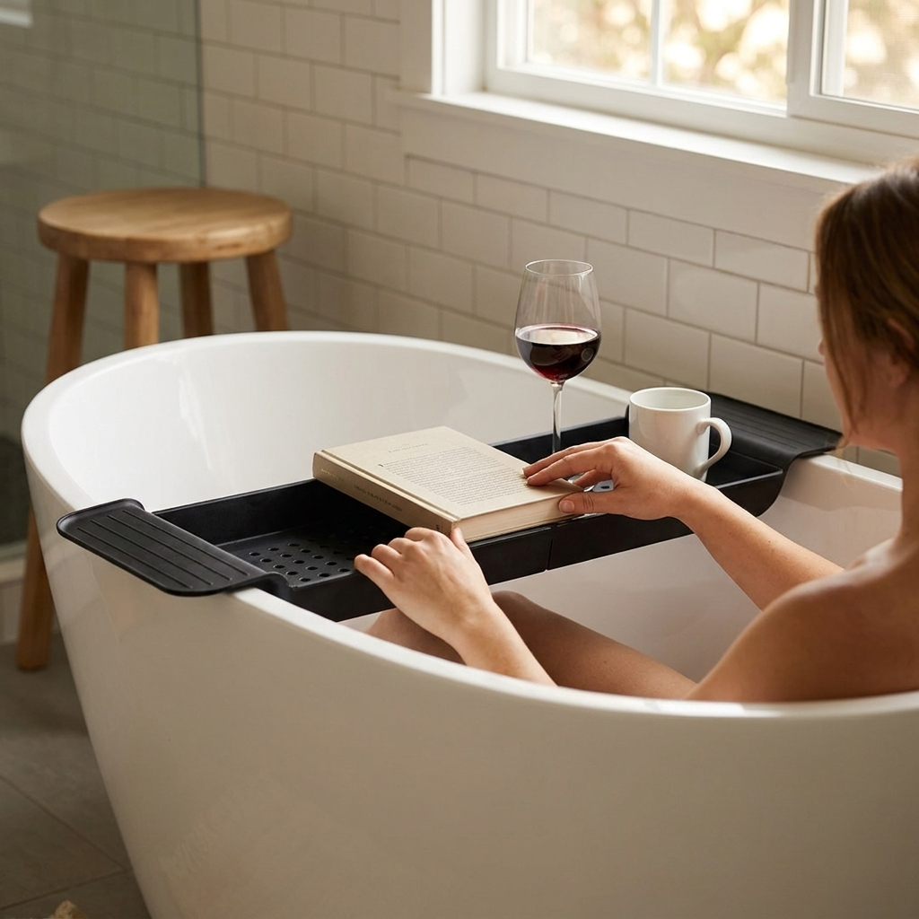Extendable Bathtub Tray for Relaxing Soaks & Bath Essentials