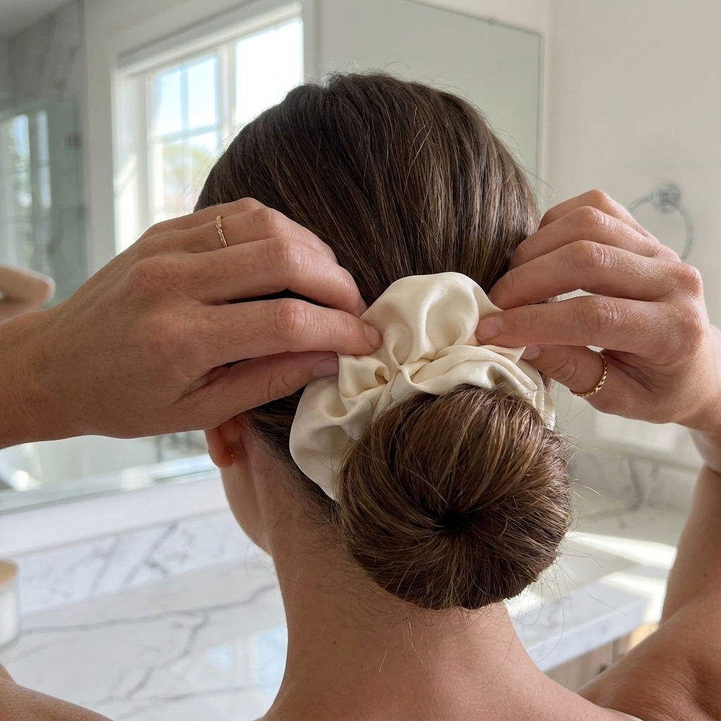 Silk Satin Scrunchie – Gentle Hold & Soft Shine Hair Tie