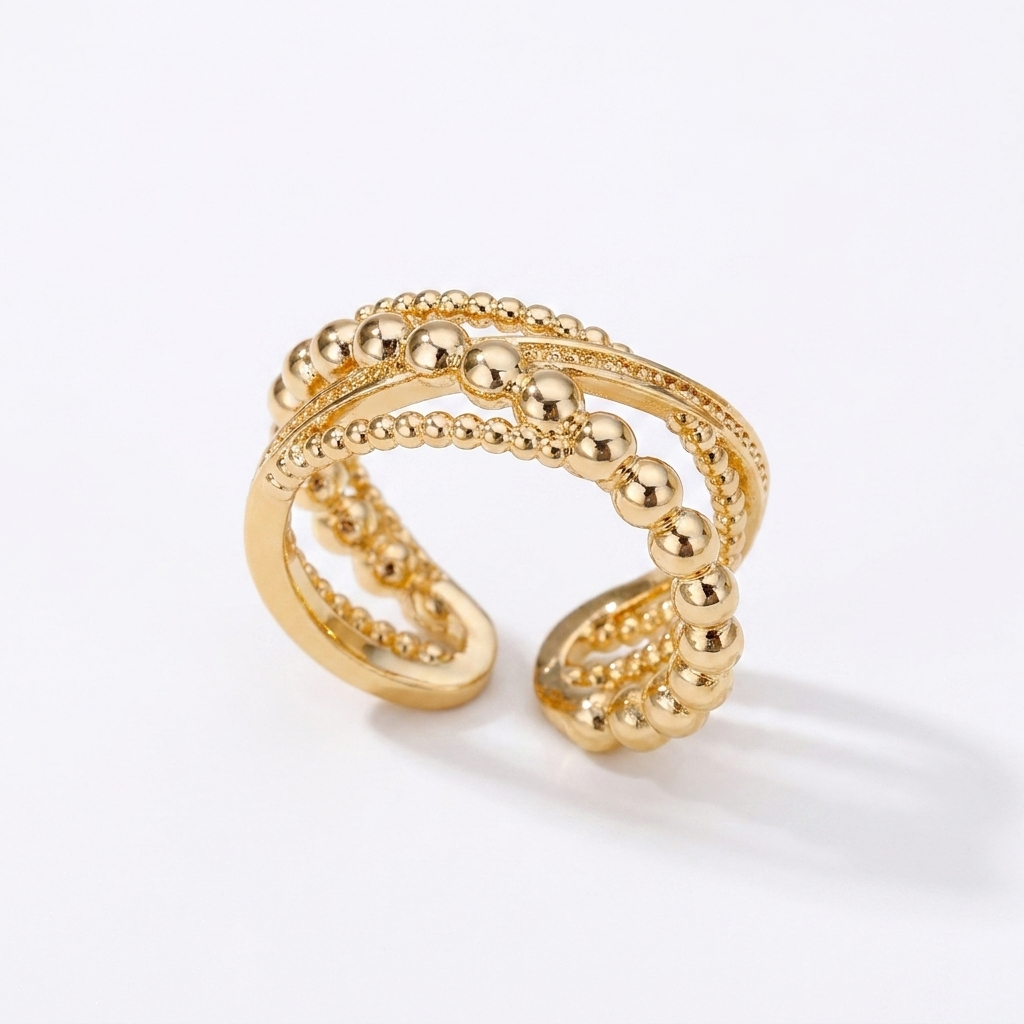 Gold Geometric Open Ring – Chic Adjustable 316L Stainless Steel