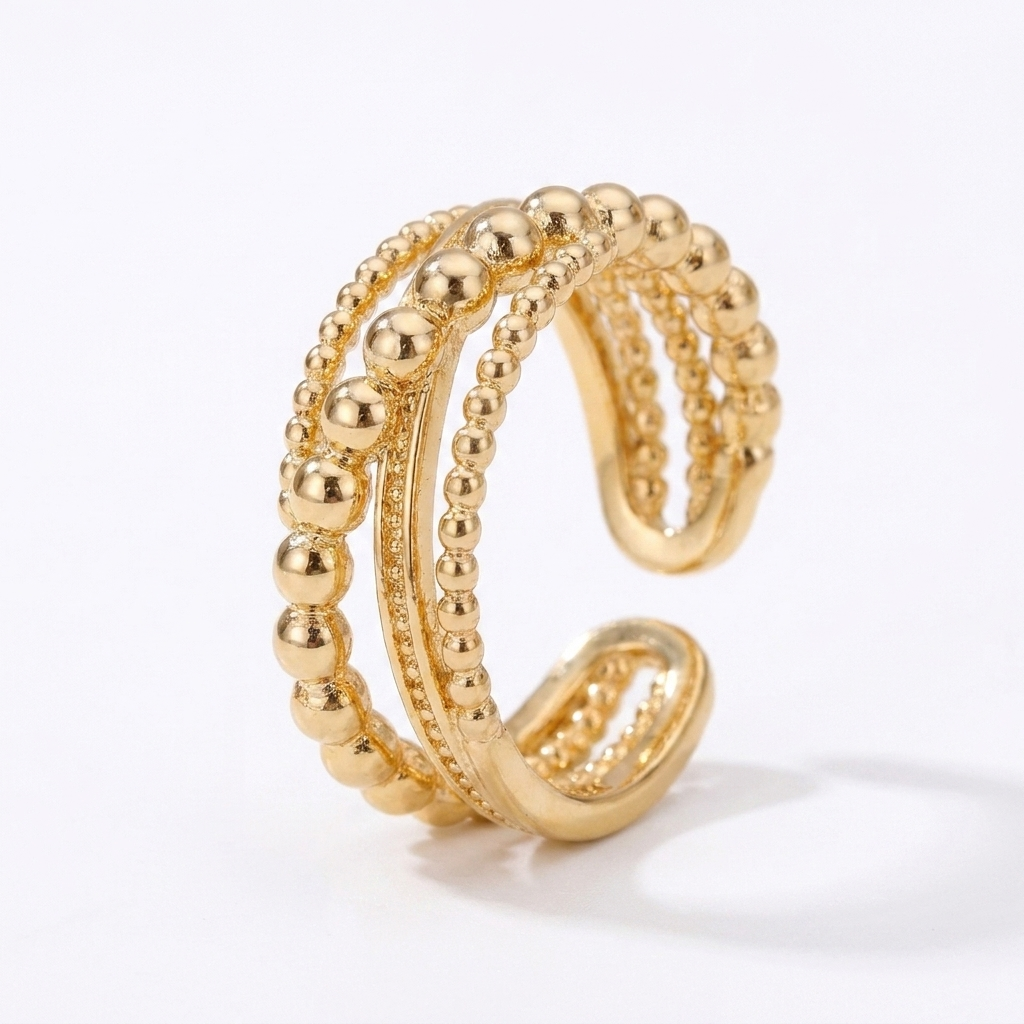 Gold Geometric Open Ring – Chic Adjustable 316L Stainless Steel