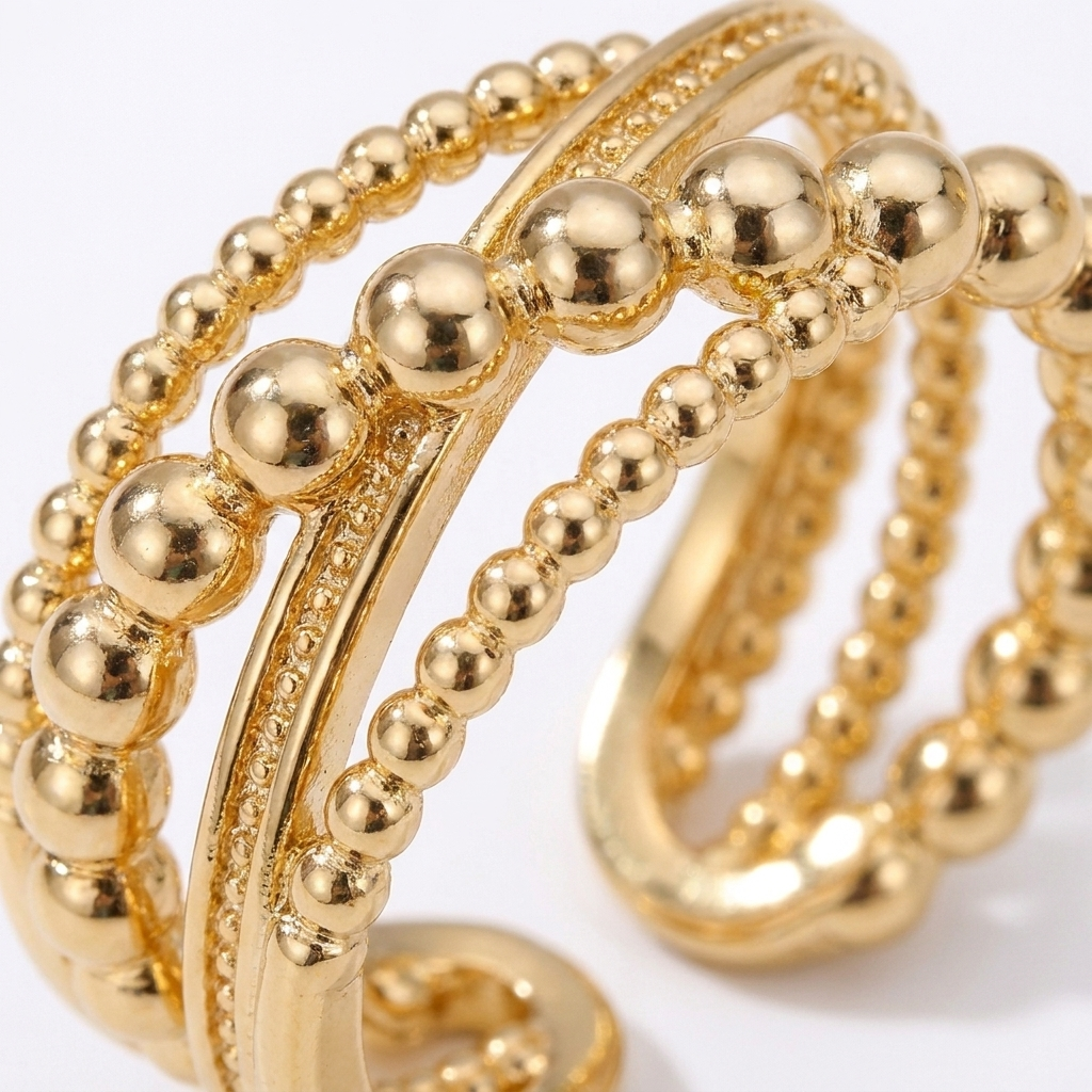 Gold Geometric Open Ring – Chic Adjustable 316L Stainless Steel