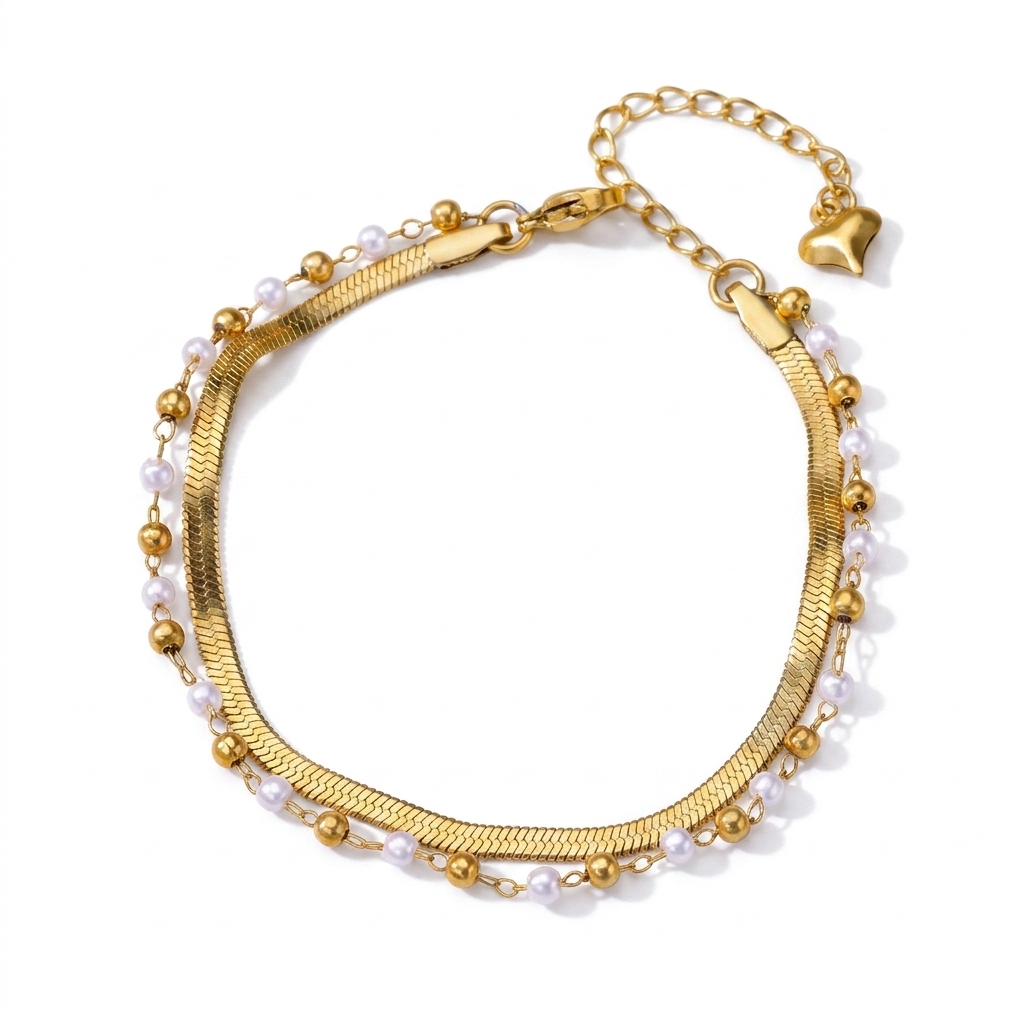 Pearl Chain Anklet – Elegant Summer Style in Stainless Steel