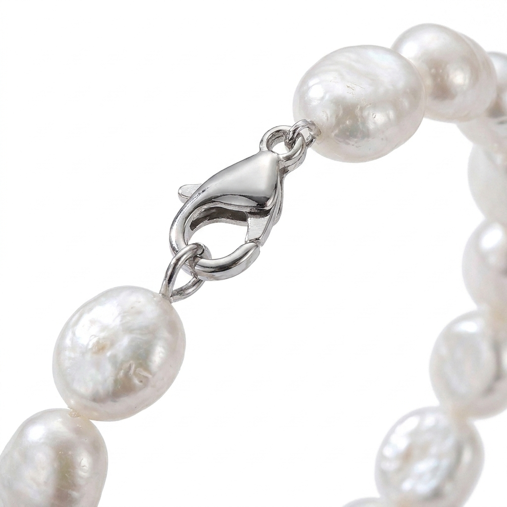 Oval Pearl Chain Bracelet – Classic Style with Imitation Pearls