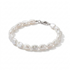Oval Pearl Chain Bracelet – Classic Style with Imitation Pearls