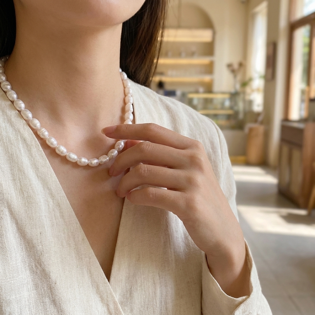 Oval Pearl Chain Bracelet – Classic Style with Imitation Pearls