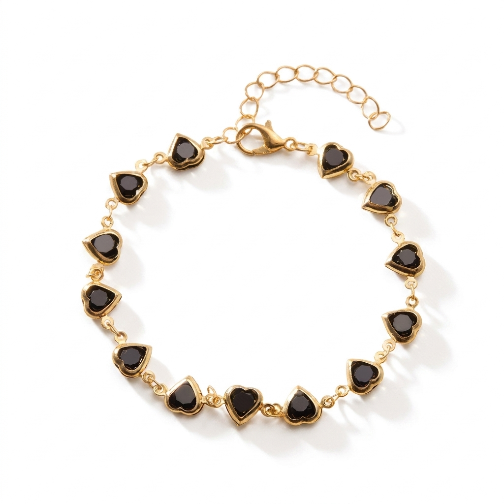 Red Crystal Heart Bracelet – Elegant Metal Chain with Zircon Charm