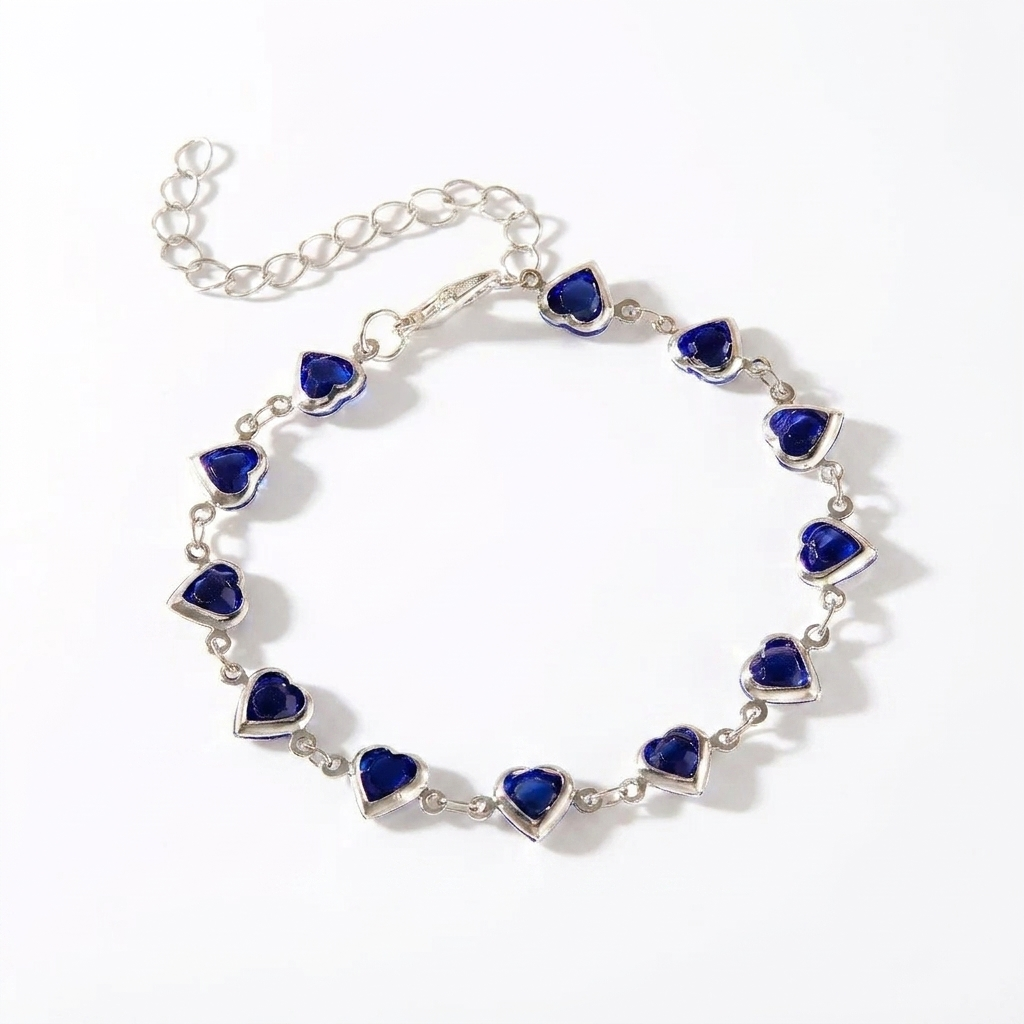 Red Crystal Heart Bracelet – Elegant Metal Chain with Zircon Charm