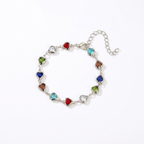 Red Crystal Heart Bracelet – Elegant Metal Chain with Zircon Charm