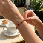 Red Crystal Heart Bracelet – Elegant Metal Chain with Zircon Charm