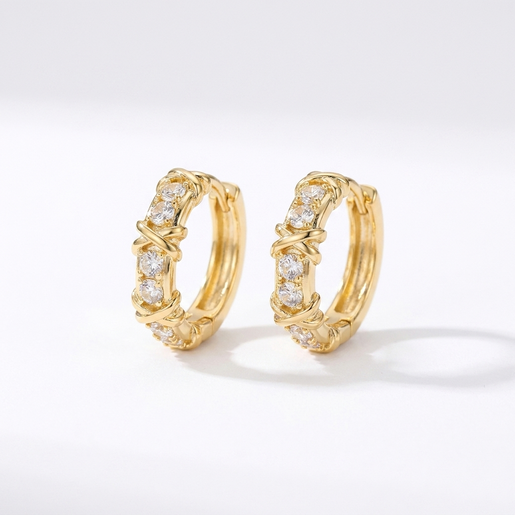 Cross Zircon Stud Earrings – Elegant Sparkle with Vintage Design