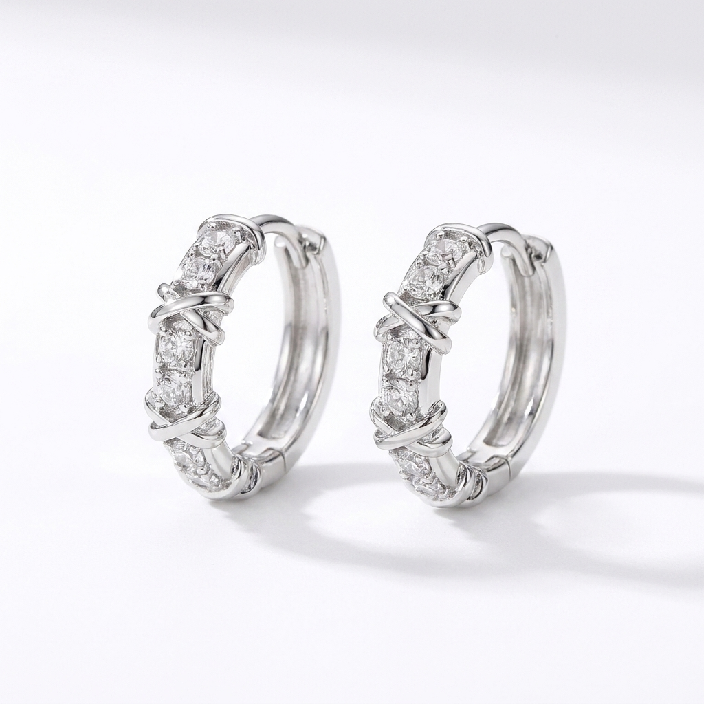 Cross Zircon Stud Earrings – Elegant Sparkle with Vintage Design