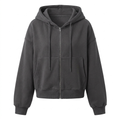 Cropped Zip Hoodie – Casual Comfort with Long Sleeve Design