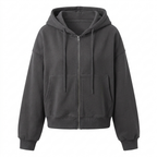 Cropped Zip Hoodie – Casual Comfort with Long Sleeve Design