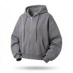 Cropped Zip Hoodie – Casual Comfort with Long Sleeve Design