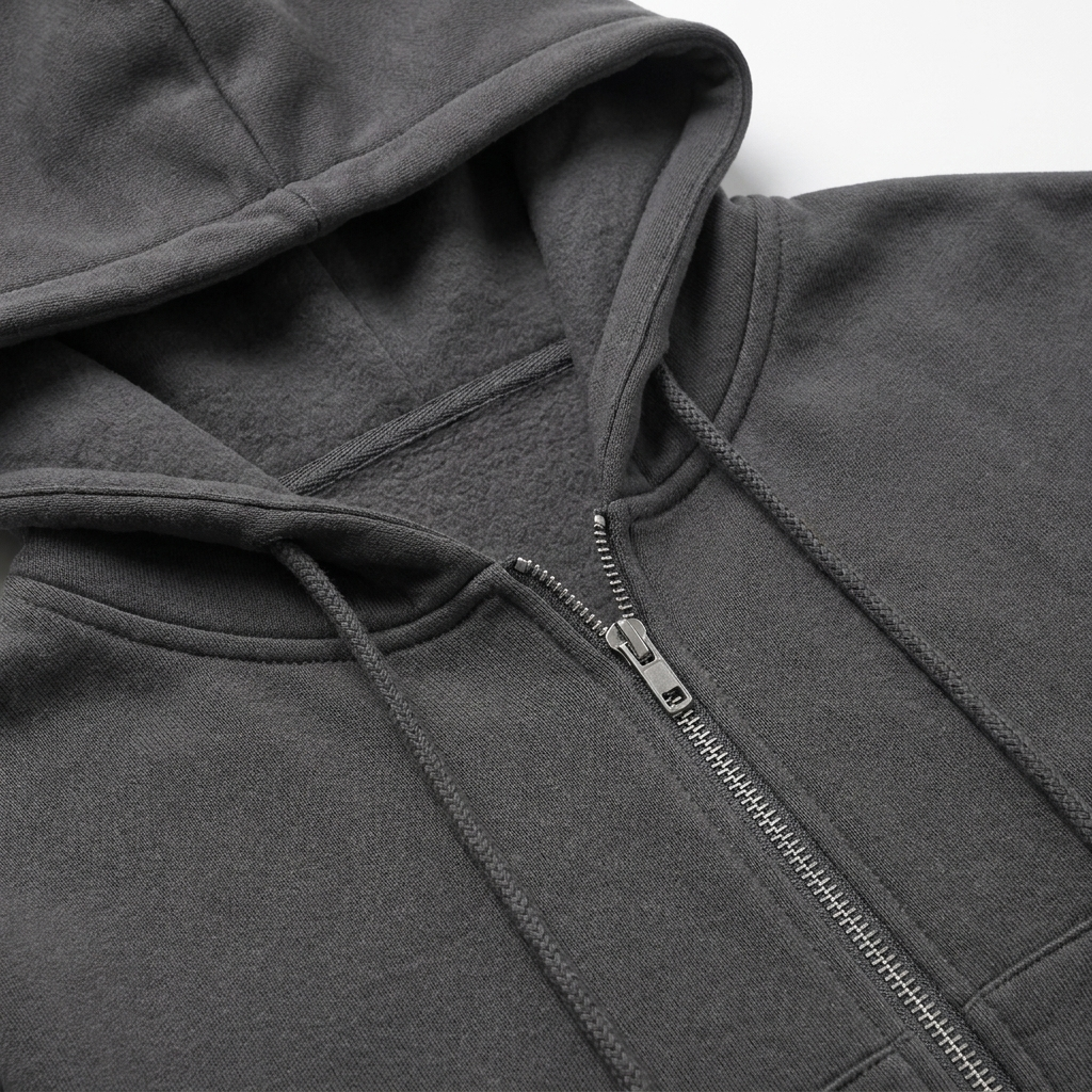 Cropped Zip Hoodie – Casual Comfort with Long Sleeve Design