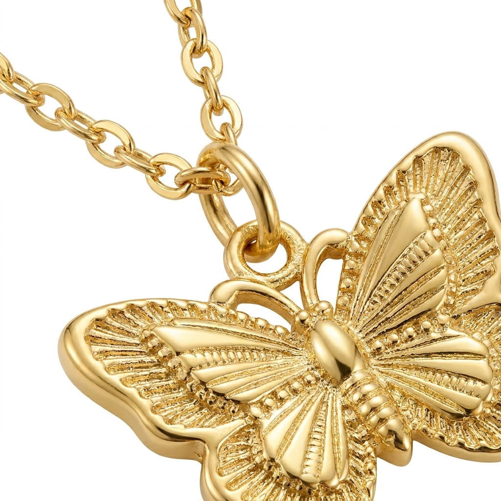 Butterfly Necklace – Vintage Charm & Stainless Steel Snake Chain