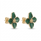 Green Flower Earrings – Vintage Charm & Drip Glaze Finish