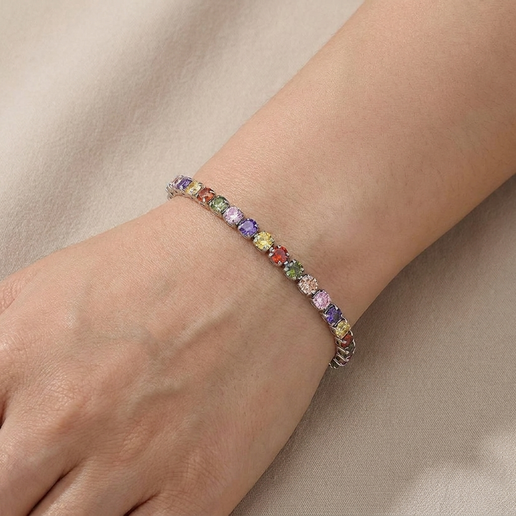 Adjustable Birthstone Tennis Bracelet – Colorful Crystal Bangle