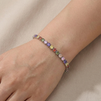 Adjustable Birthstone Tennis Bracelet – Colorful Crystal Bangle