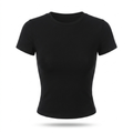 Basic Crop Top – Flattering Slim Fit Crewneck Tee