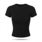 Basic Crop Top – Flattering Slim Fit Crewneck Tee