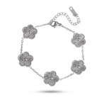 Clover Flower Bracelet – Adjustable Stainless Steel Design