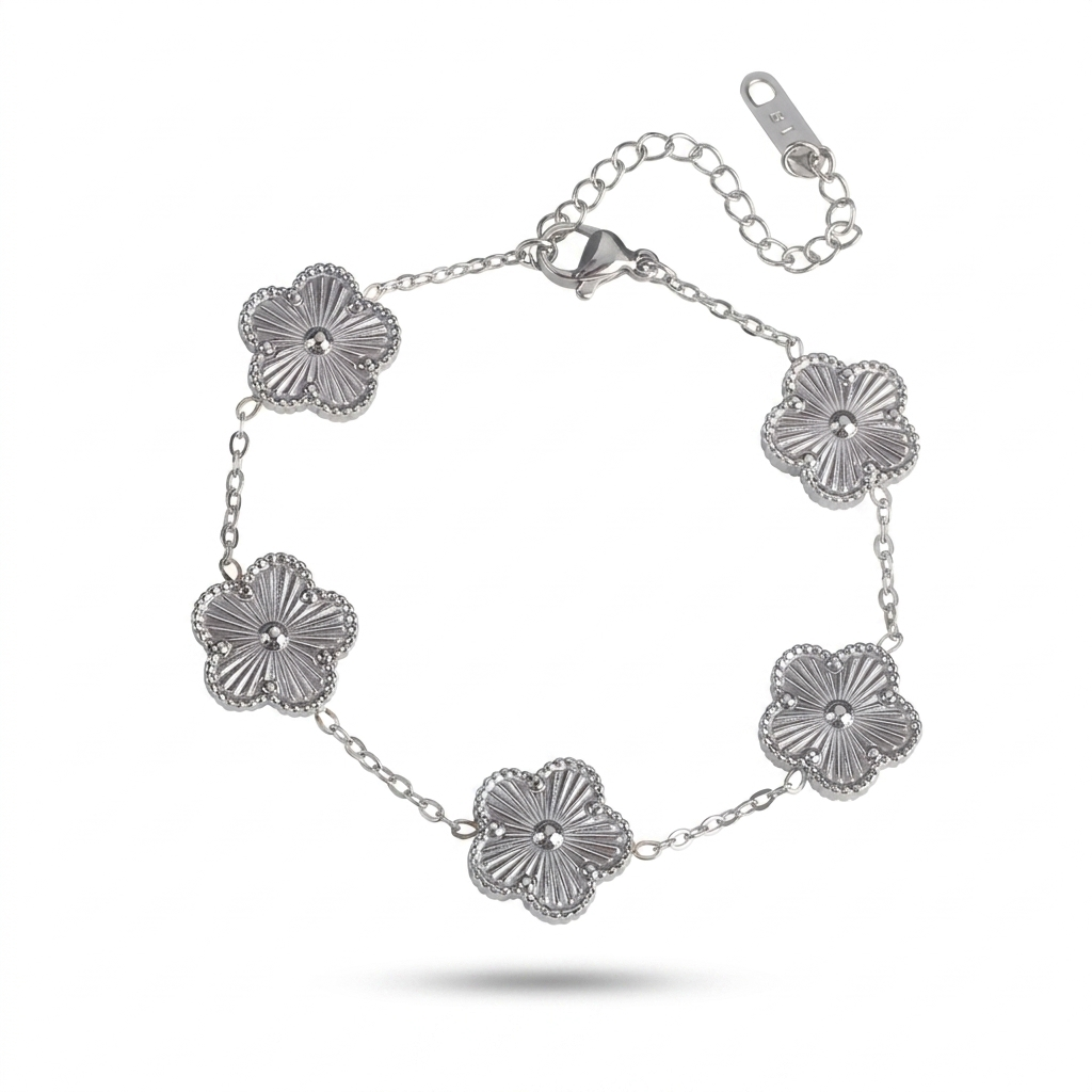 Clover Flower Bracelet – Adjustable Stainless Steel Design