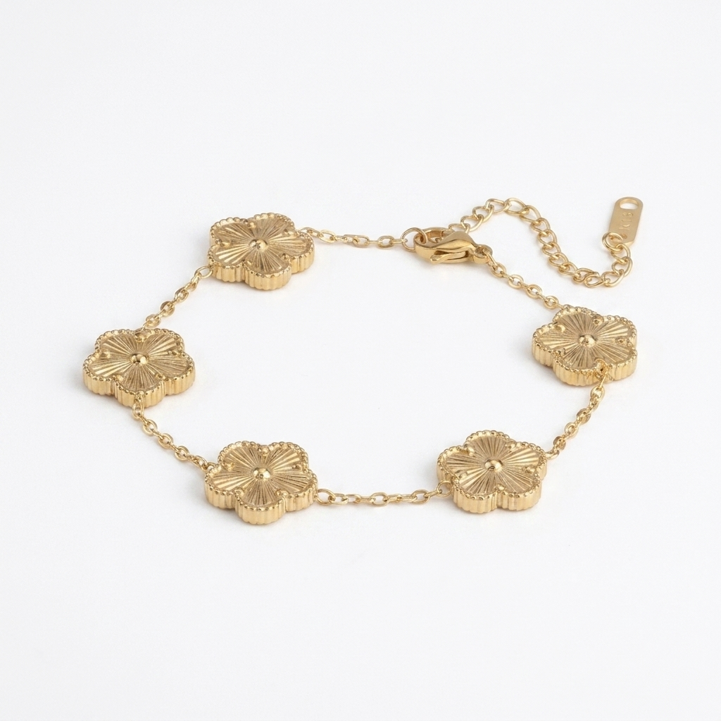 Clover Flower Bracelet – Adjustable Stainless Steel Design