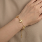 Clover Flower Bracelet – Adjustable Stainless Steel Design