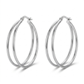 Double Layer Hoop Earrings – Chic Silver-Tone Statement Design