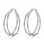 Double Layer Hoop Earrings – Chic Silver-Tone Statement Design