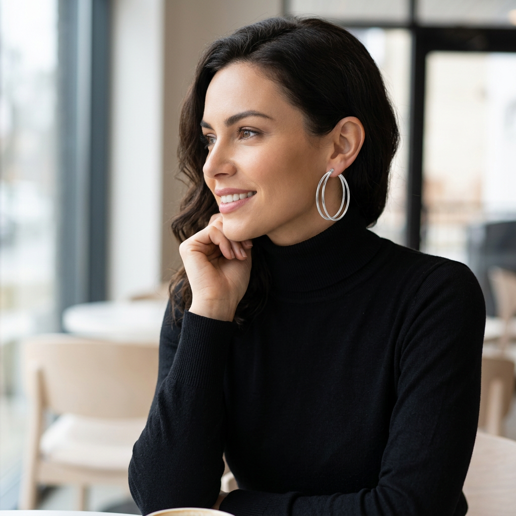 Double Layer Hoop Earrings – Chic Silver-Tone Statement Design